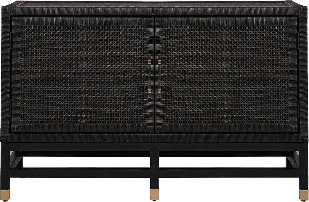 Tov Furniture Amara Charcoal Woven Rattan Buffet