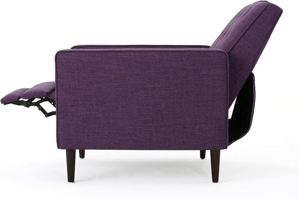 GDFStudio Christopher Knight Home Mervynn Mid-Century Modern Fabric Recliners, 2-Pcs Set, Muted Purple / Dark Espresso