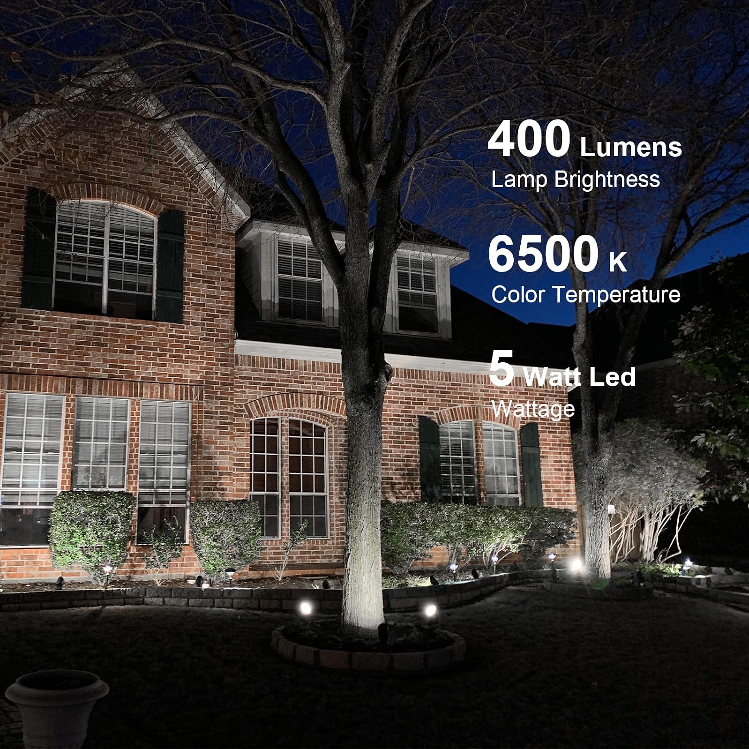 GOODSMANN Low Voltage Spot Light Landscape Lighting 8 PK 5W LED 6500K for Outdoor Lighting with Metal Spike and Connector Garden, Pathway, and Driveway 9121-16102-08A