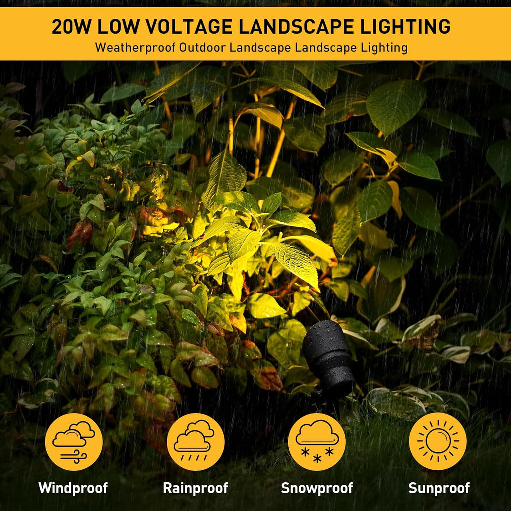 Malibu 20W Landscape Lighting Outdoor Landscape Spotlights Low Voltage 12V AC Warm White Lighting 145Lumen Waterproof for Driveway Yard Lawn Patio Walls Trees 8Pack 8301-9604