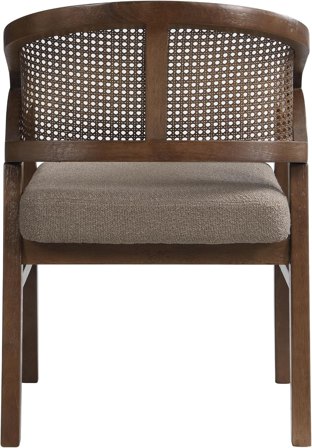 Christopher Knight Home Faritel Modern Dining Chairs Set of 2, Fabric Upholstered Kitchen Side Armchairs, Rubberwood Living Room Comfy Reading Chair with Curved Rattan Back, Walnut+Brown