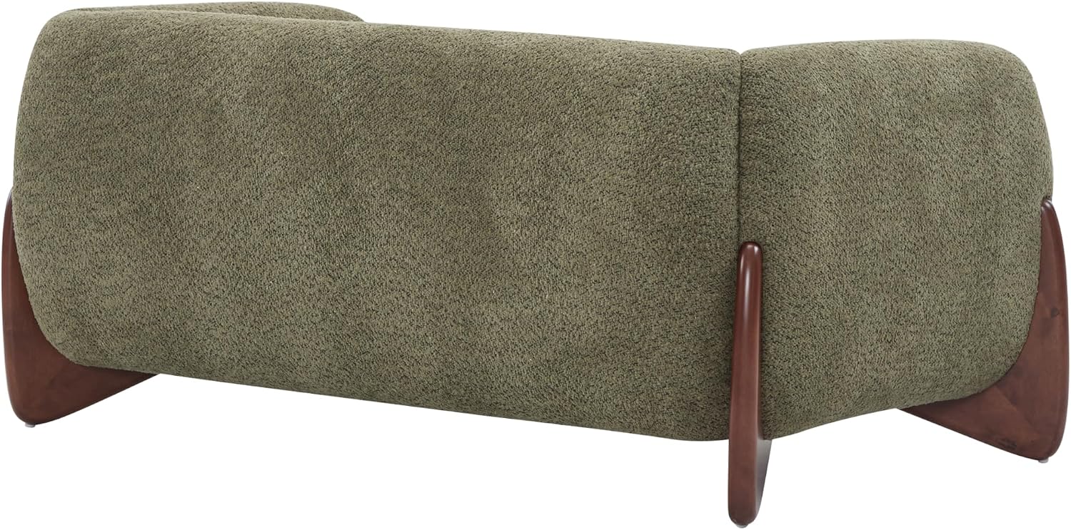 Christopher Knight Home Alma 63' Boucle Loveseat with Wood Legs, 2 Seater Sofa Couches for Living Room, Upholstered Couch Chair, Soft Seating Lounge Sofa Chair, Cozy Loveseat with Armrest, Olive Green