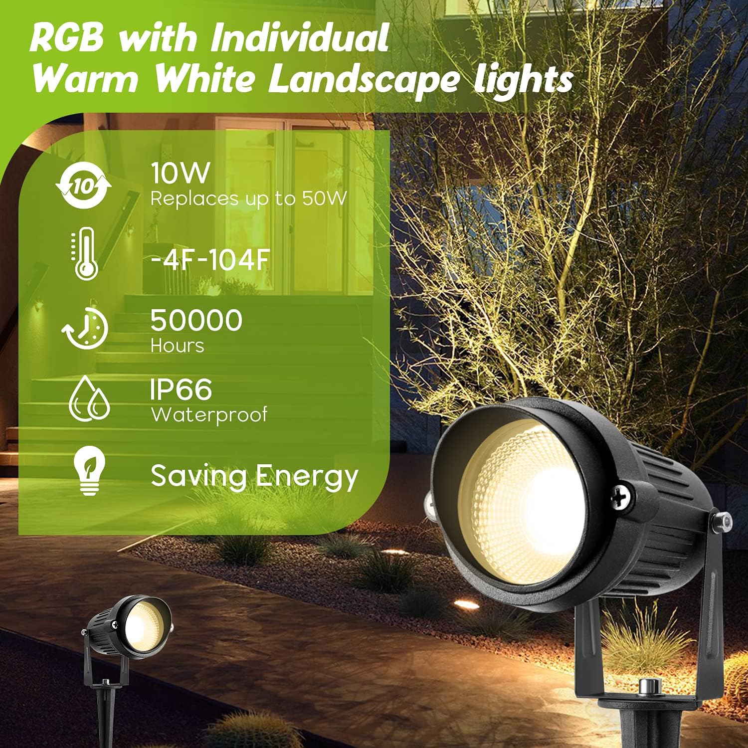 Christmas Spotlights Outdoor Low Voltage Landscape Lights RGB Color Changing LED Landscape Lighting Waterproof Garden Pathway Yad House LED Spot Lights Outdoor (14Pack with Connectors)