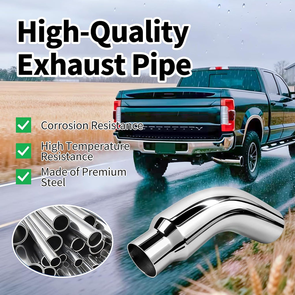 Exhaust Tip Universal 5 to 7 Inch Exhaust Elbow Pipe with Clamp – Chrome Fits Car, Truck & Diesel, Pickup Truck