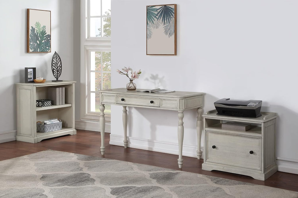 OSP Home Furnishings Country Meadows 48 Inch Writing Desk with Drawer, Antique White