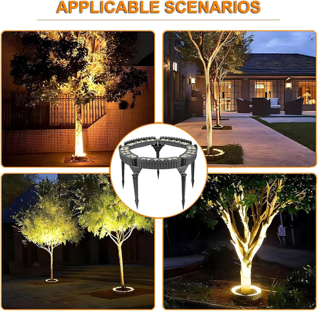 Outdoor Led Garden Lights, Courtyards Ring Tree Light, Aluminum Landscape Spotlights for Trees, Easy to Use(Warm White Light,Pack of 7)