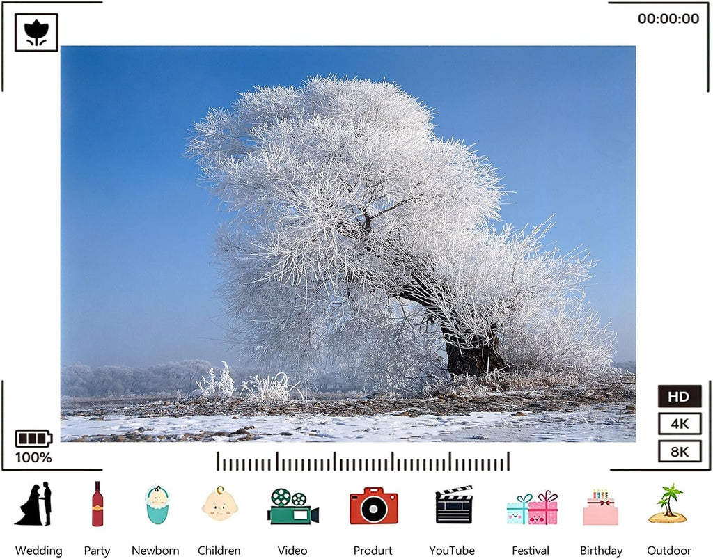 Trykid 20x10ft Frosted Tree Clear Blue Sky ICY Backdrop Delicate Crystals Serene View Photography Background for Wedding Party Event Decoration Photo Booth Prop Fabric
