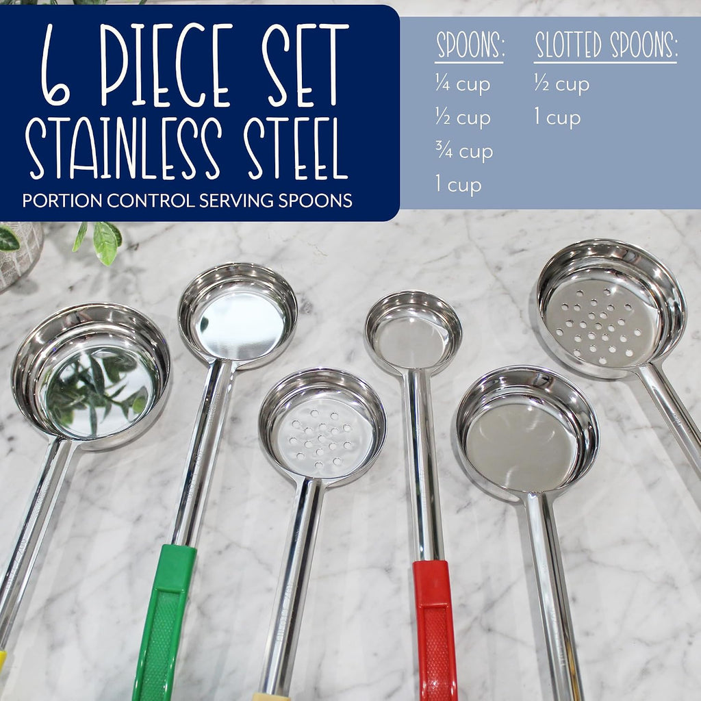Darware Portion Control Serving Spoons (Case of 12 Sets); w 1/4 Cup, 1/2 Cup, 3/4 Cup & 1 Cup (2, 4, 6, 8 oz) & 1/2 & 1 Cup Utensils/Spoodles
