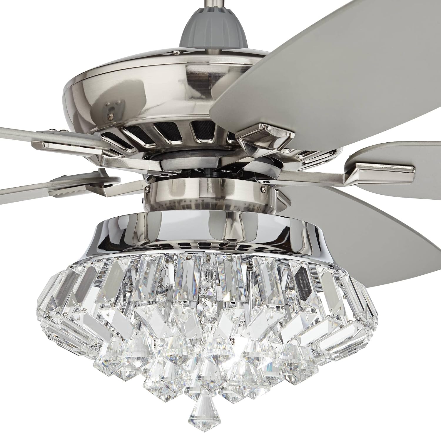 Casa Vieja 52' Journey Modern Indoor Ceiling Fan with LED Light Dimmable Remote Control Brushed Nickel Balde Clear Crystal Ball Strand for House Bedroom Living Room Home Kitchen Dining