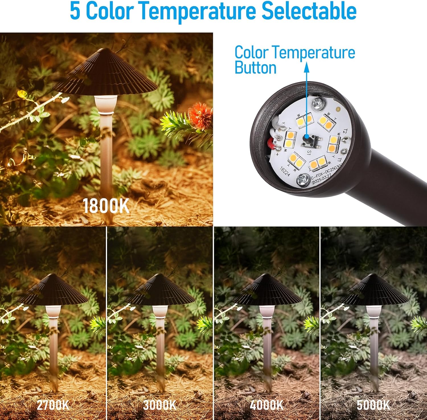 LEONLITE 12-Pack 5CCT LED Low Voltage Landscape Lights, 3W Cast-Aluminum 12-24V Pathway Lights, 1800K-5000K IP65 Path Lights, ETL Listed Landscape Lighting Wired for Yard Lawn, Oil Rubbed Bronze