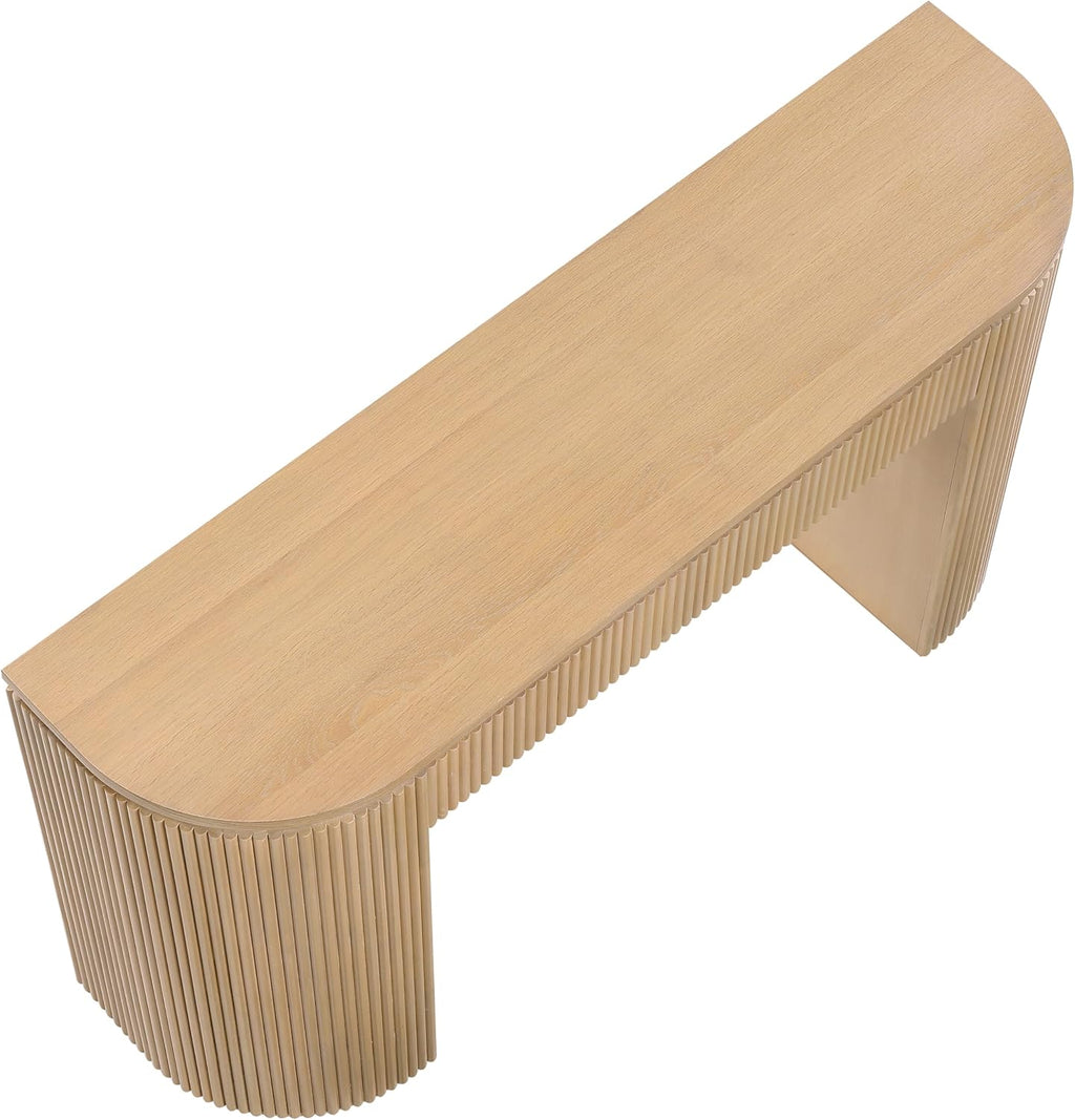 Meridian Furniture 818Oak-T Astrid Collection Modern | Contemporary Vanity/Desk/Console Table with Rich Natural Oak Finish, Solid Wood and Oak Veneer, Fluted Design, 52' W x 14' D x 30' H, Natural
