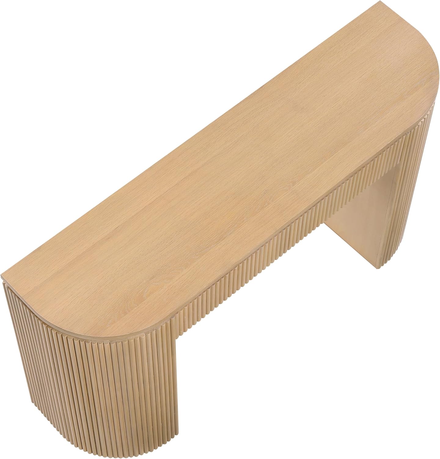 Meridian Furniture 818Oak-T Astrid Collection Modern | Contemporary Vanity/Desk/Console Table with Rich Natural Oak Finish, Solid Wood and Oak Veneer, Fluted Design, 52' W x 14' D x 30' H, Natural