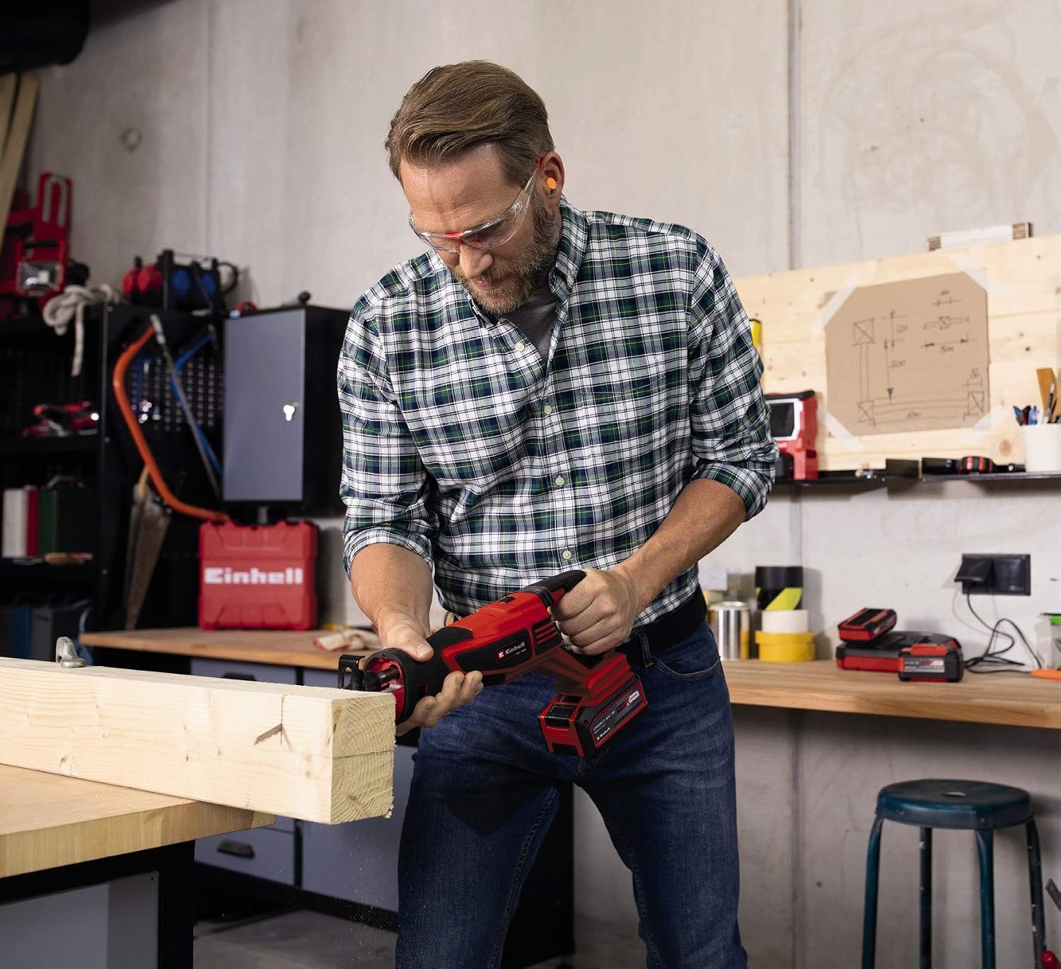 Einhell Power X-Change Cordless Reciprocating Saw - 28mm Stroke, 18V Brushless Electric Saw To Cut Wood, Plastic and Metal - TE-AP 18/28 Li Solo Recip Power Saw (Battery Not Included)