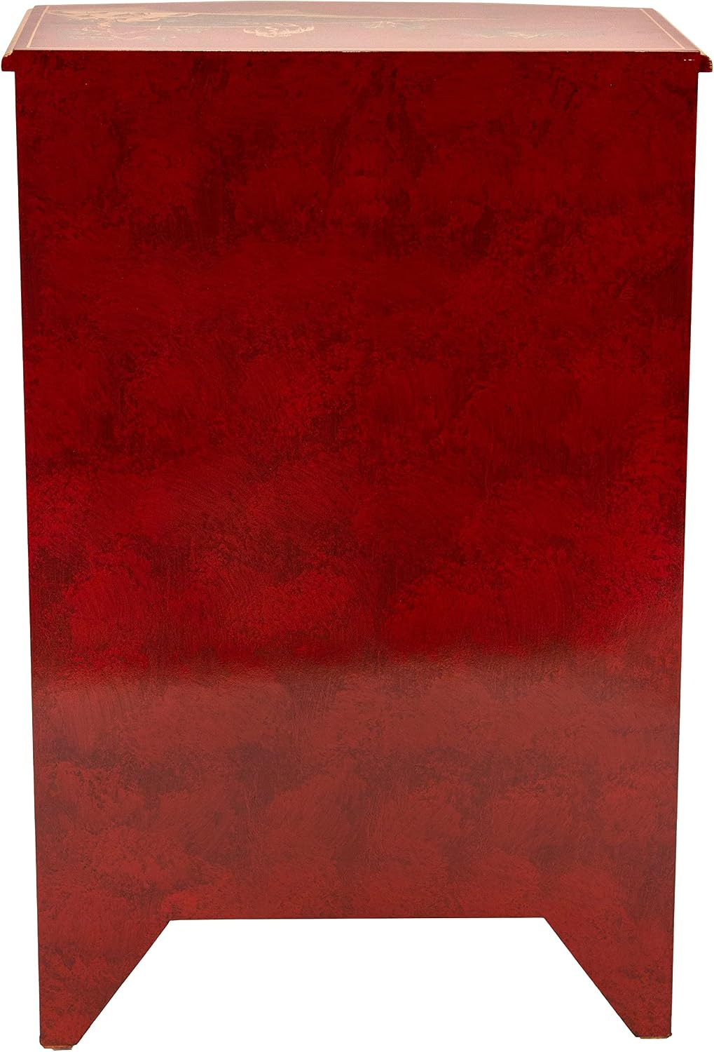 Red Lantern Artisan Crafted Lacquer Storage Cabinet - Red with Hand-Painted Chinese Landscape