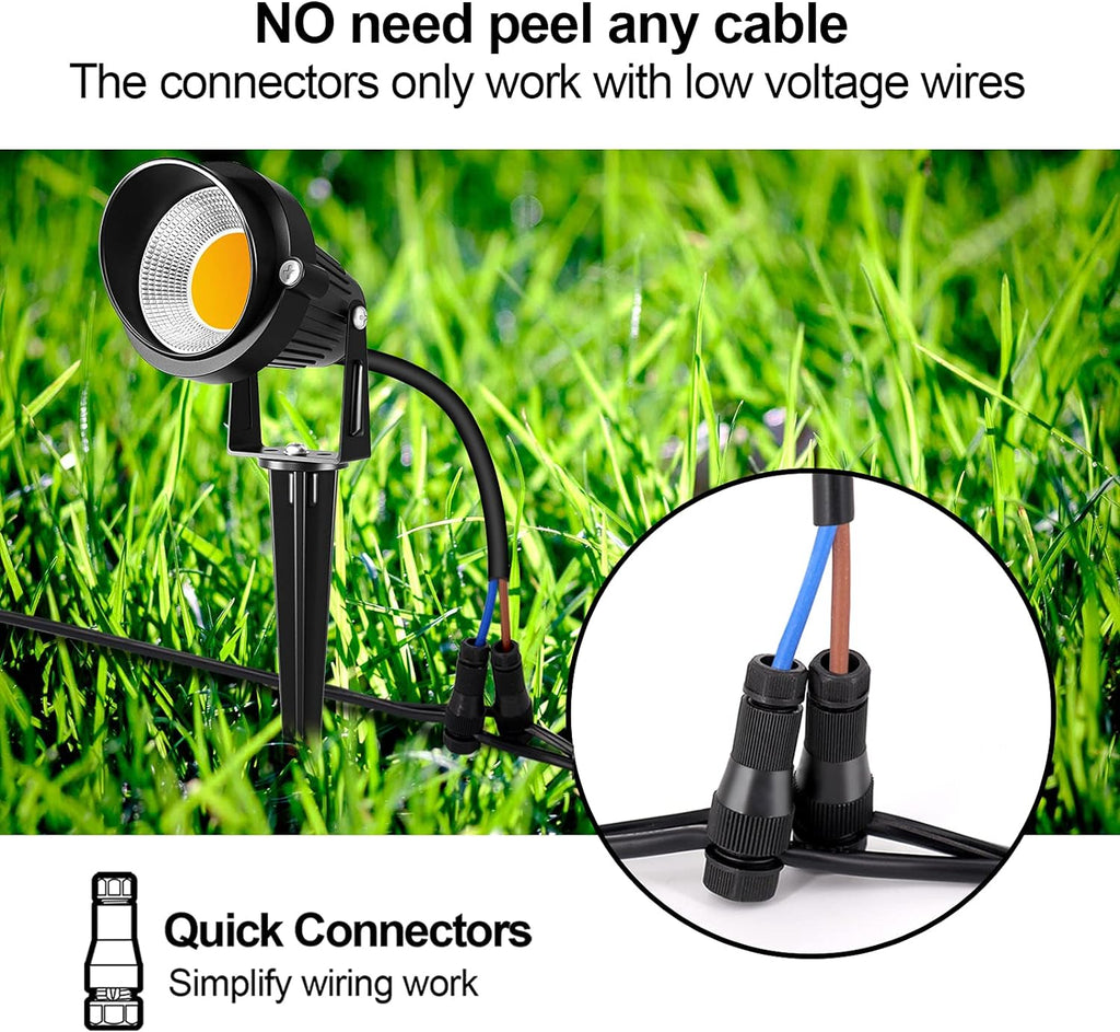 ZUCKEO 10W Low Voltage Landscape Lighting LED Landscape Lights, 12V 24V Waterproof Outdoor Spotlights 1000LM Warm White Light for Floor Garden Yard Pathway (20 Pack with Connectors)