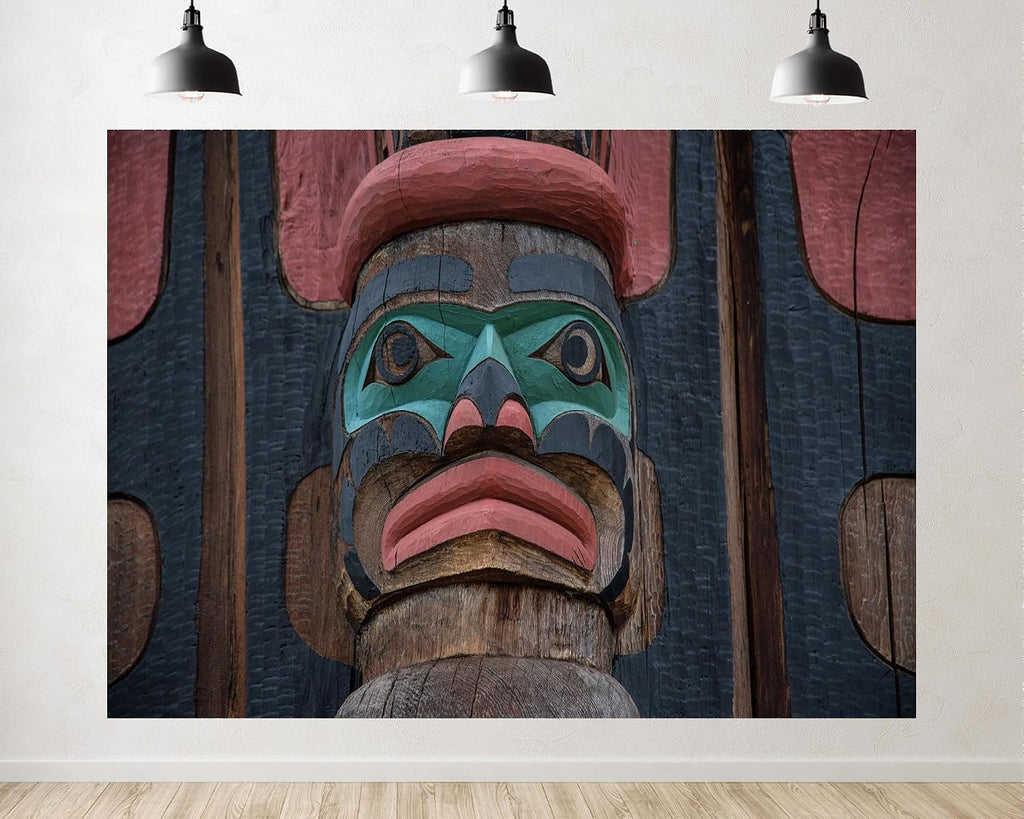 Trykid 20x10ft Native American Totem Pole Backdrop Carved Wooden Face Tribal Art Scene Photography Background Cultural History Birthday Party Decoration Photo Booth Prop Fabric