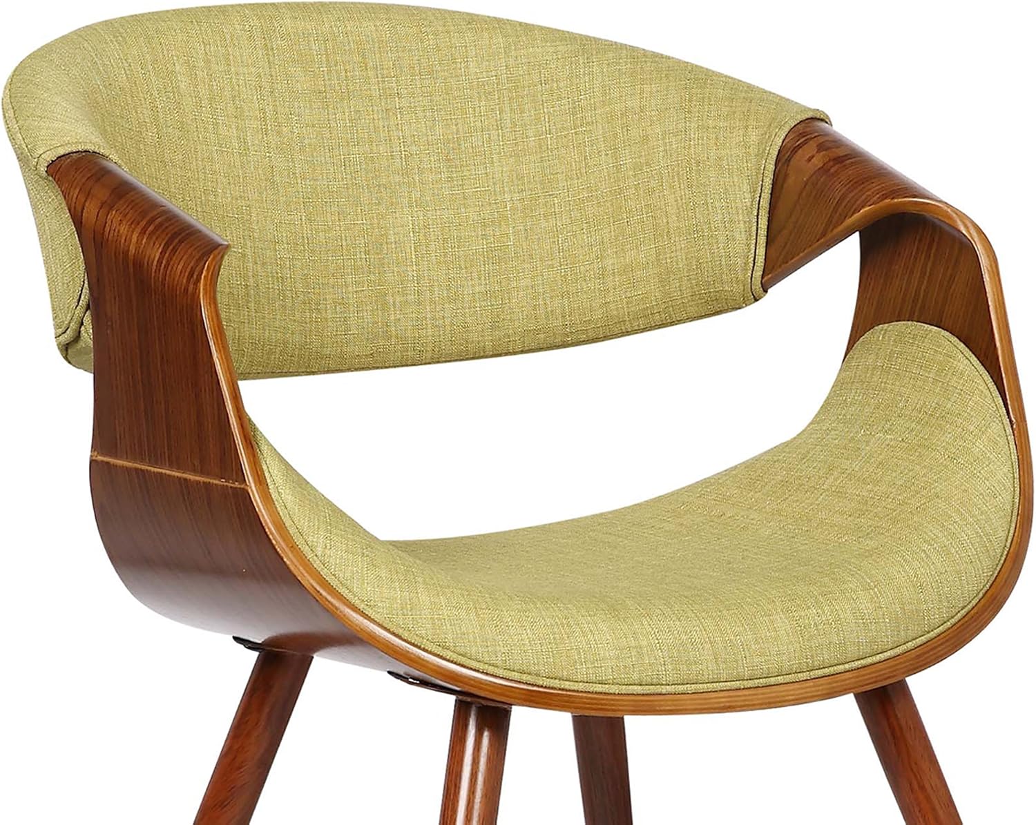 Armen Living Butterfly Mid-Century Dining Chair in Walnut Finish and Green Fabric