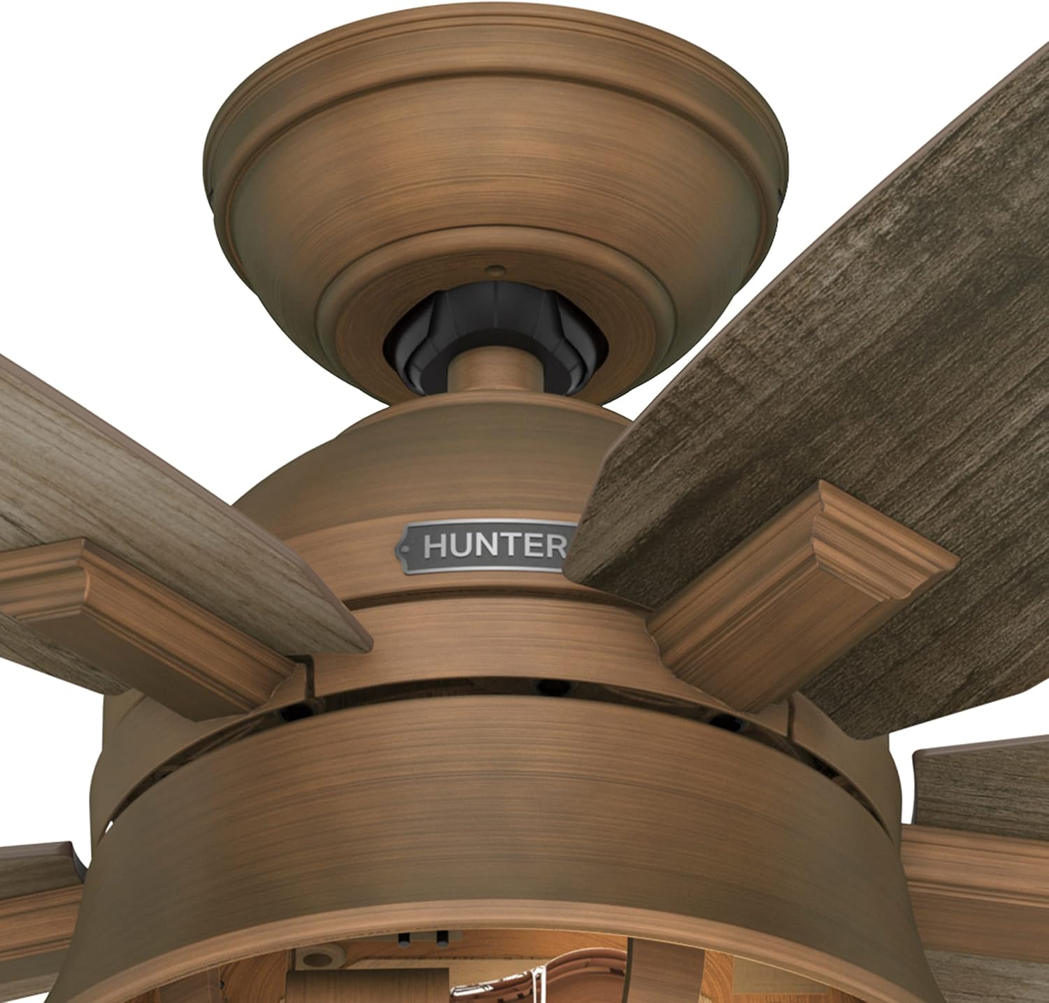 Hunter Fan 52 inch Casual Weathered Copper Indoor Ceiling Fan with LED Light Kit and Remote Control (Renewed)