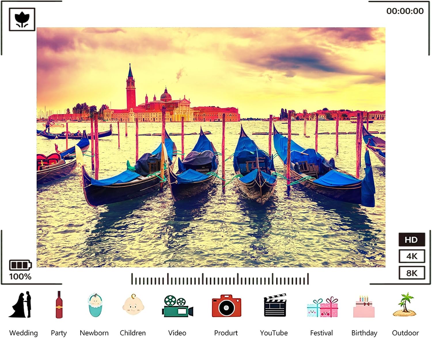 Trykid 20x10ft Venice Gondola Backdrop Golden Sunset San Giorgio Maggiore Island Grand Canal Mooring Poles Photography Background Italian Wedding Party Decoration Photo Booth Prop Fabric