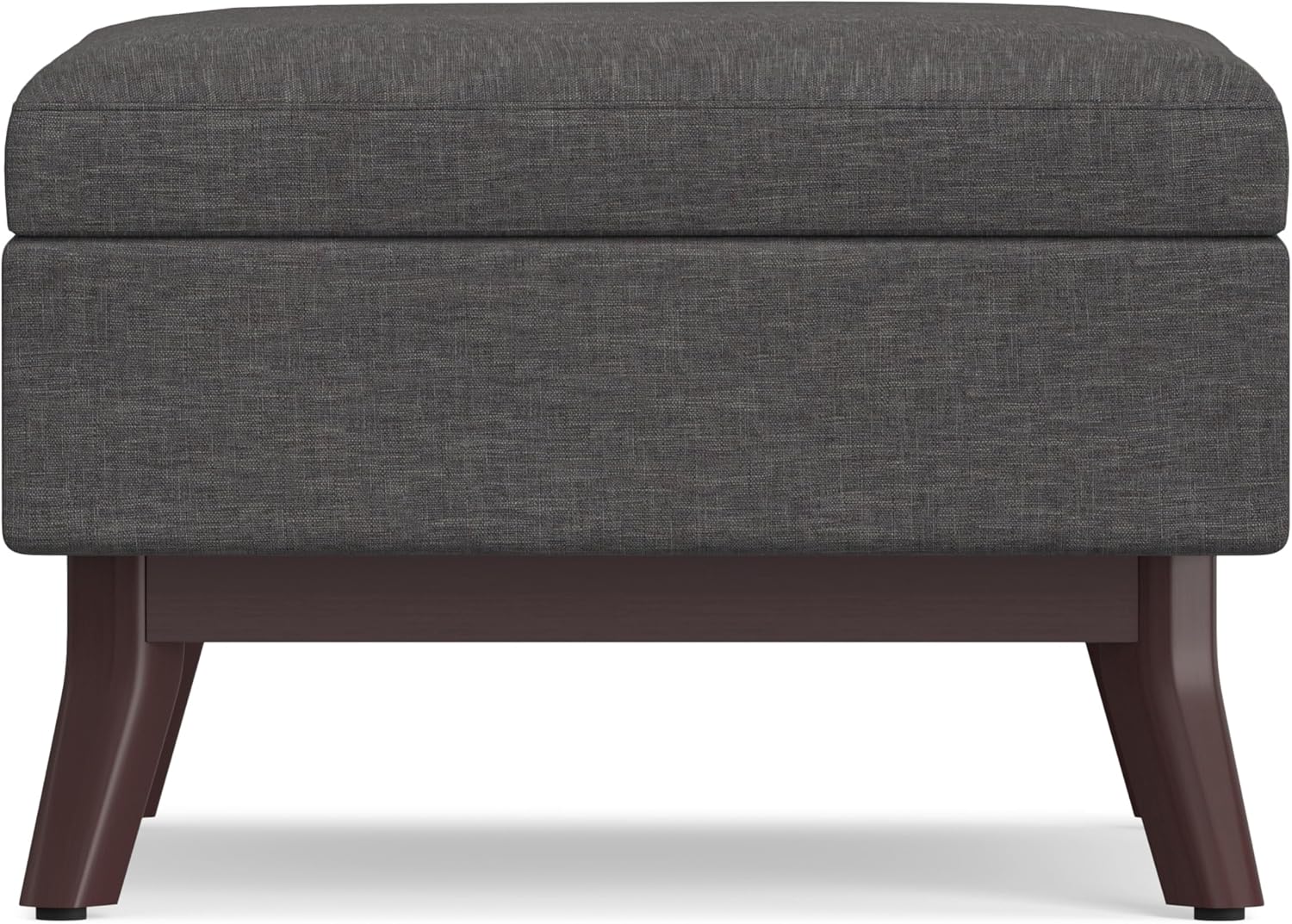 SIMPLIHOME Owen Coffee Table Storage Ottoman - 34' Wide x 19' High Upholstered Linen Look Fabric Rectangular Lift-Top Ottoman in Slate Grey, Mid-Century Modern Bench for Living Room with Tapered Legs