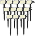 LANSOW Solar Spot Lights Outdoor 90LED 12 Pack Cool White& Solar Lights Outdoor Waterproof 8 Pack Warm White