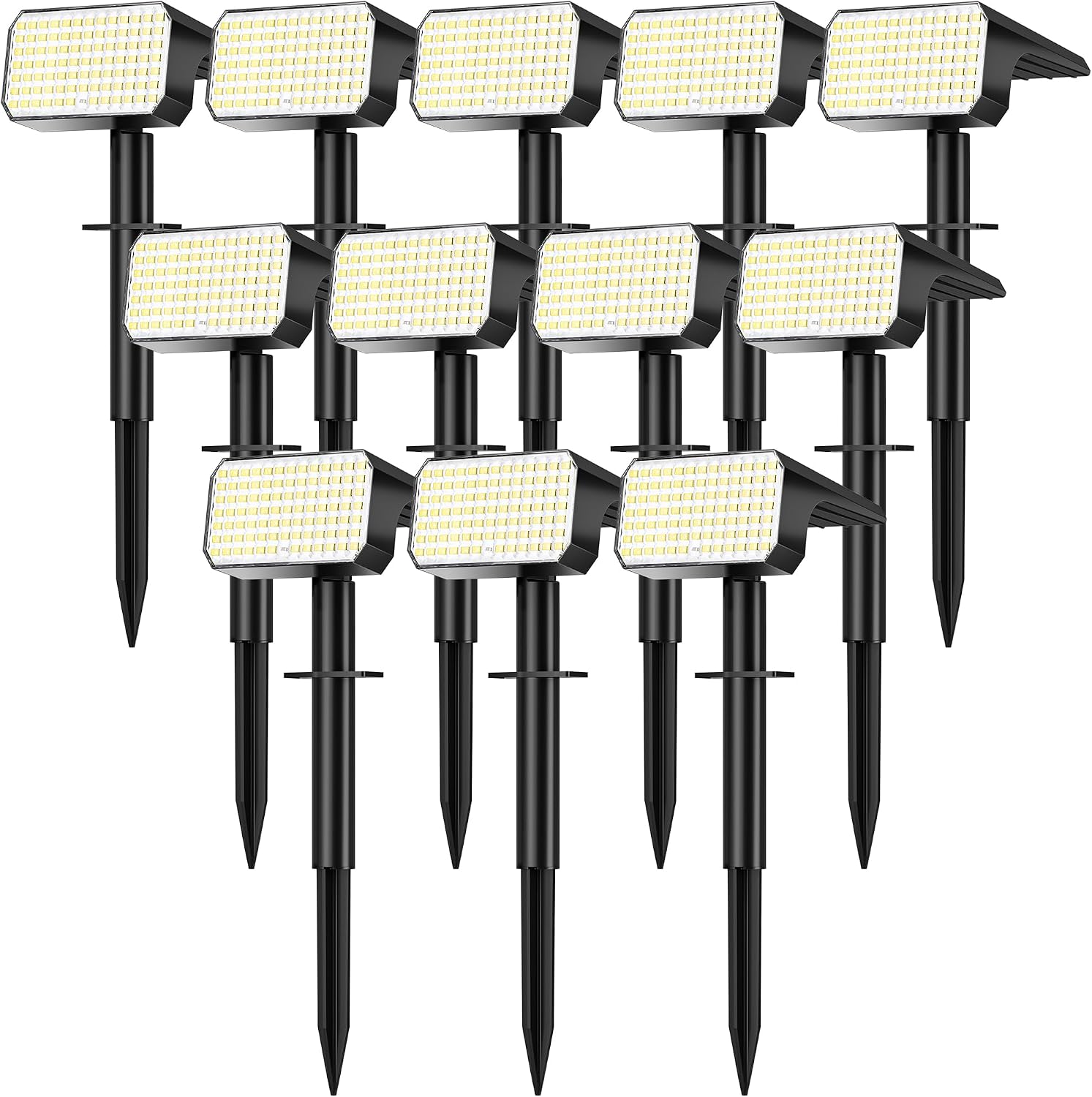 LANSOW Solar Spot Lights Outdoor 90LED 12 Pack Cool White& Solar Lights Outdoor Waterproof 8 Pack Warm White