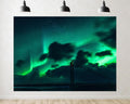 Trykid 20x10ft Green Aurora Suspension Bridge Starry Sky Backdrop Arctic Night Scenery Photography Background Northern Lights Viewing Party Decoration Tapestry Photo Booth Prop Fabric