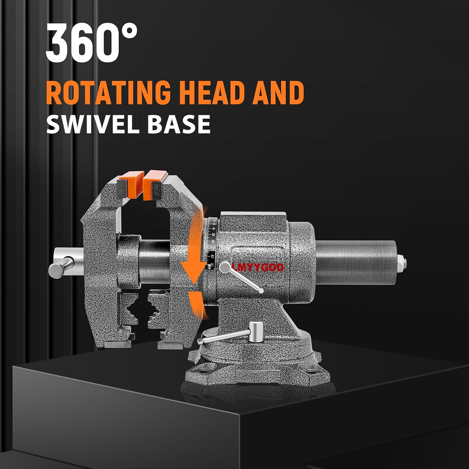 Bench Vise, 5inch Width 5inch Jaw Opening, 360° Swivel Base, Multipurpose Heavy Duty Workbench Vise with Anvil and 1 Pair Vise Jaw Pad, Table Vise Clamp force 5500LBS
