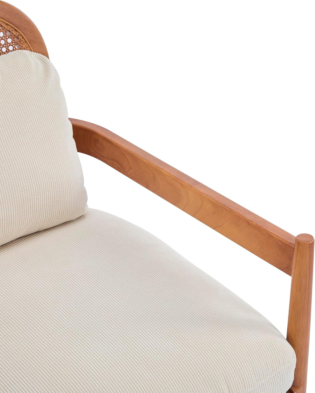 Christopher Knight Home Nadine Accent Chairs Set of 2, Wooden Club Chair, Rattan Open Back Armchair, Accent Reading Sofa Chair with Cushions, Club Chairs Set of 2 for Living Room Bedroom, Beige+Teak