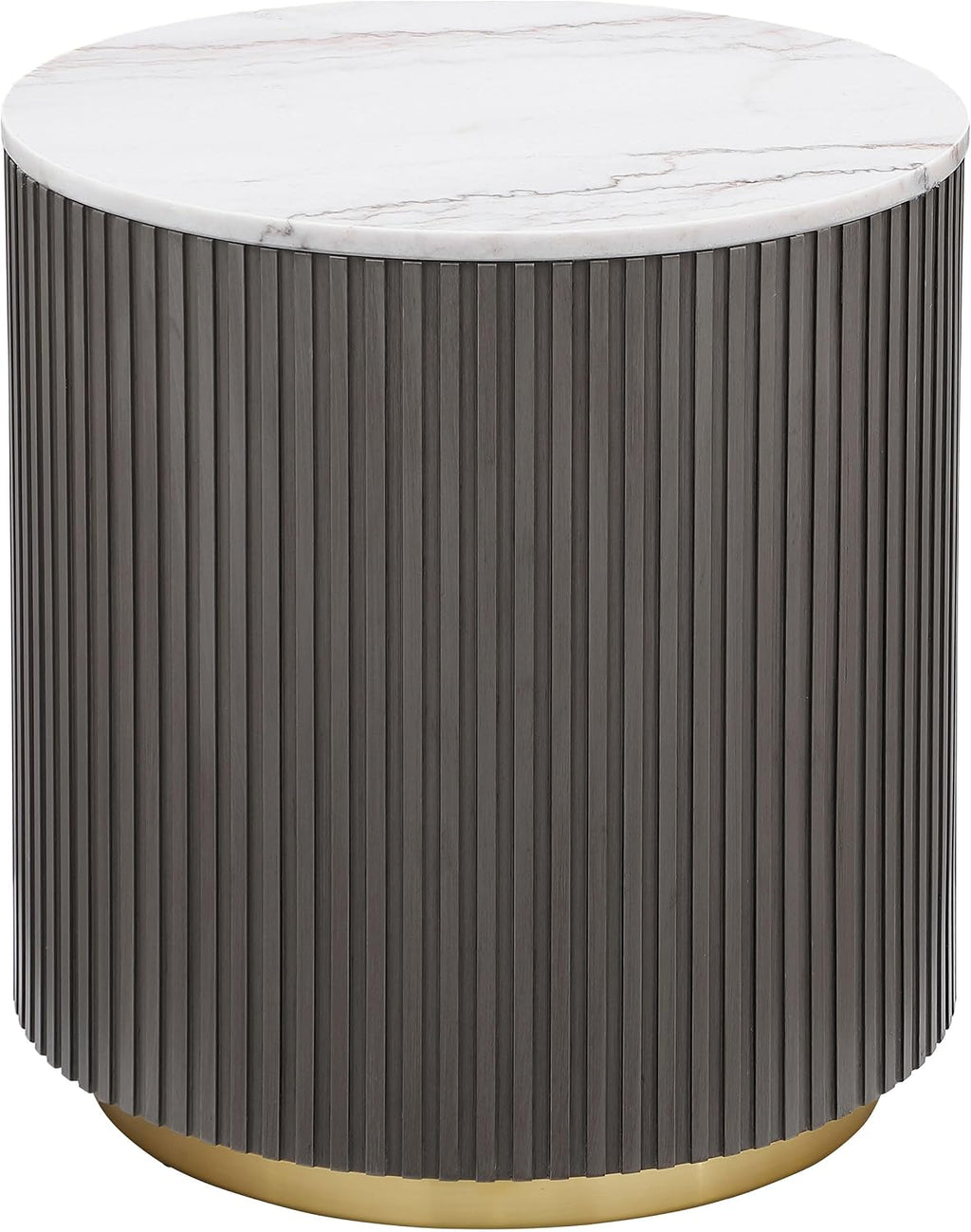 Coaster Home Furnishings - Jason - Wood and Metal - 2-Piece Coffee Table Set with Marble Tops, Reeded Drum Bases, and Gold Ring Accents - Living Room- Charcoal and White Marble - 710418-S2