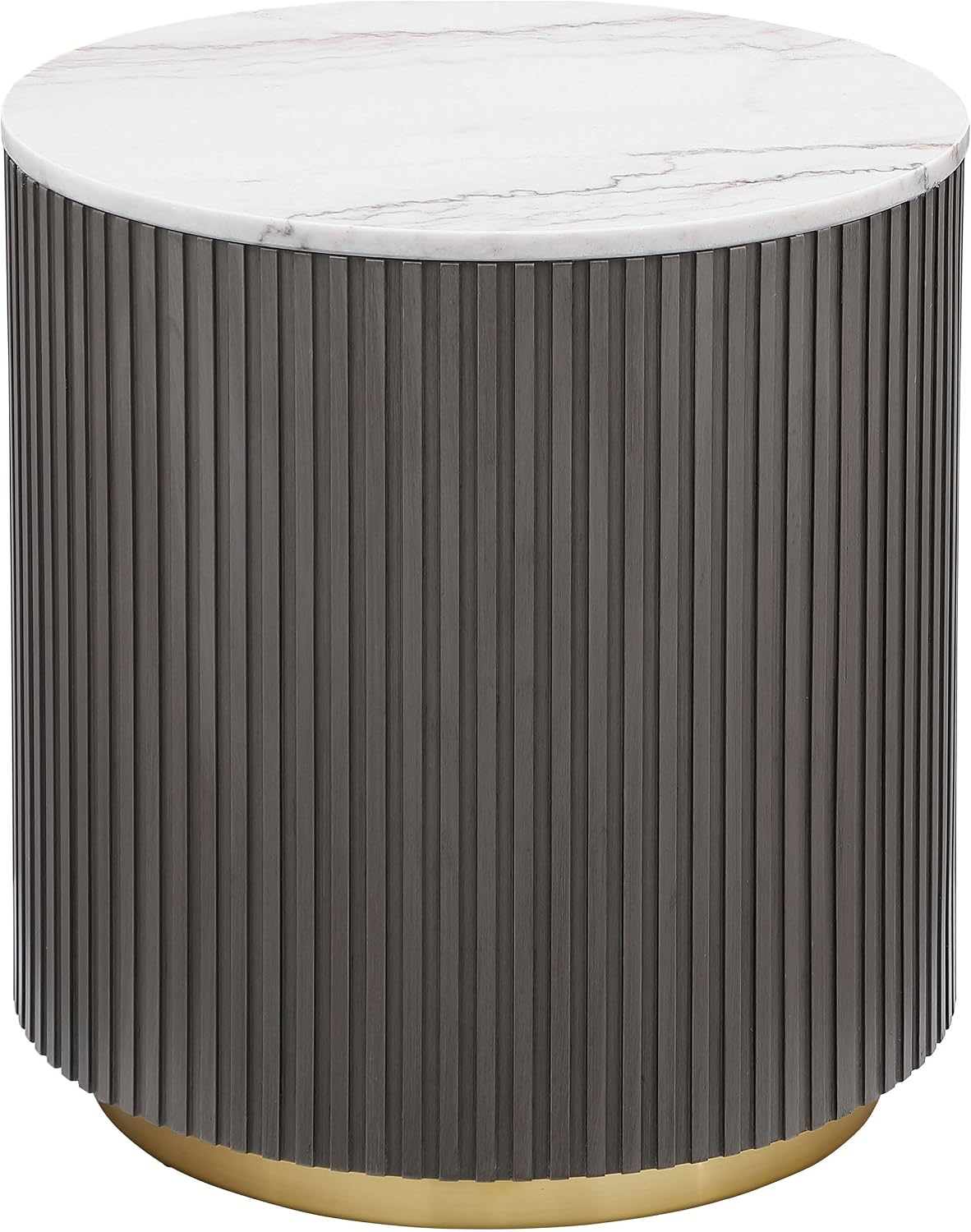 Coaster Home Furnishings - Jason - Wood and Metal - 2-Piece Coffee Table Set with Marble Tops, Reeded Drum Bases, and Gold Ring Accents - Living Room- Charcoal and White Marble - 710418-S2