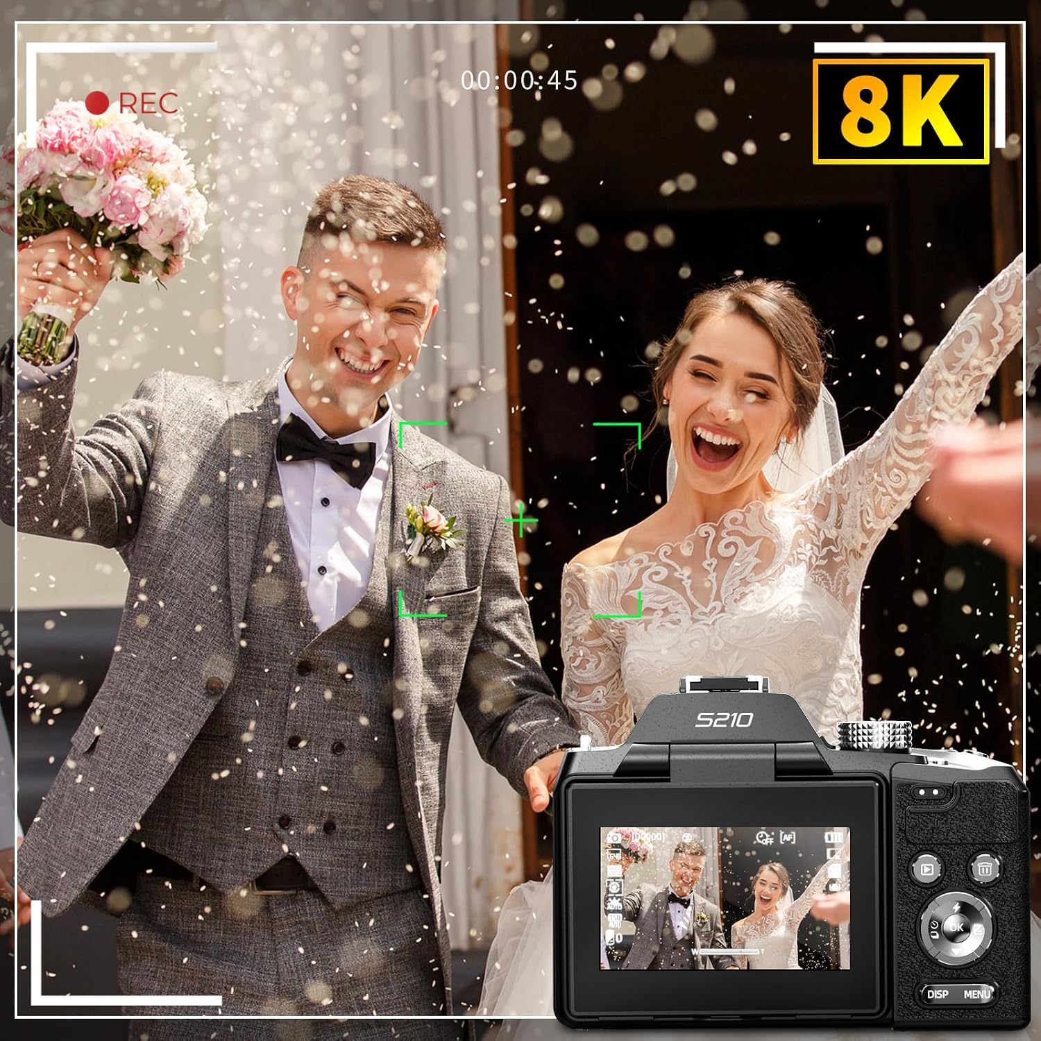 NBD 8K Digital Cameras for Photography,64MP Vlogging Cameras for YouTube,16X Optical Zoom Travel Point and Shoot Digital Cameras Fotograficas with 180°Flip Screen,58mm UV Lens,2 Batteries,64GB Card