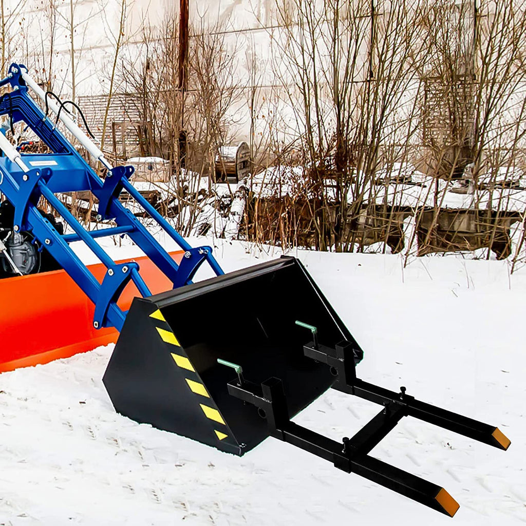 Pallet Forks 60' 1500lbs Max with Adjustable Stabilizer Bar Heavy Duty Clamp on Pellet Forks for Tractor Bucket Attachments…