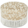 Jennifer Taylor Home Yolanda Collection Traditional Modern Cotton Blend Hand Tufted with Cord and Fringe Round Ottoman, Neutral 24' x 14'