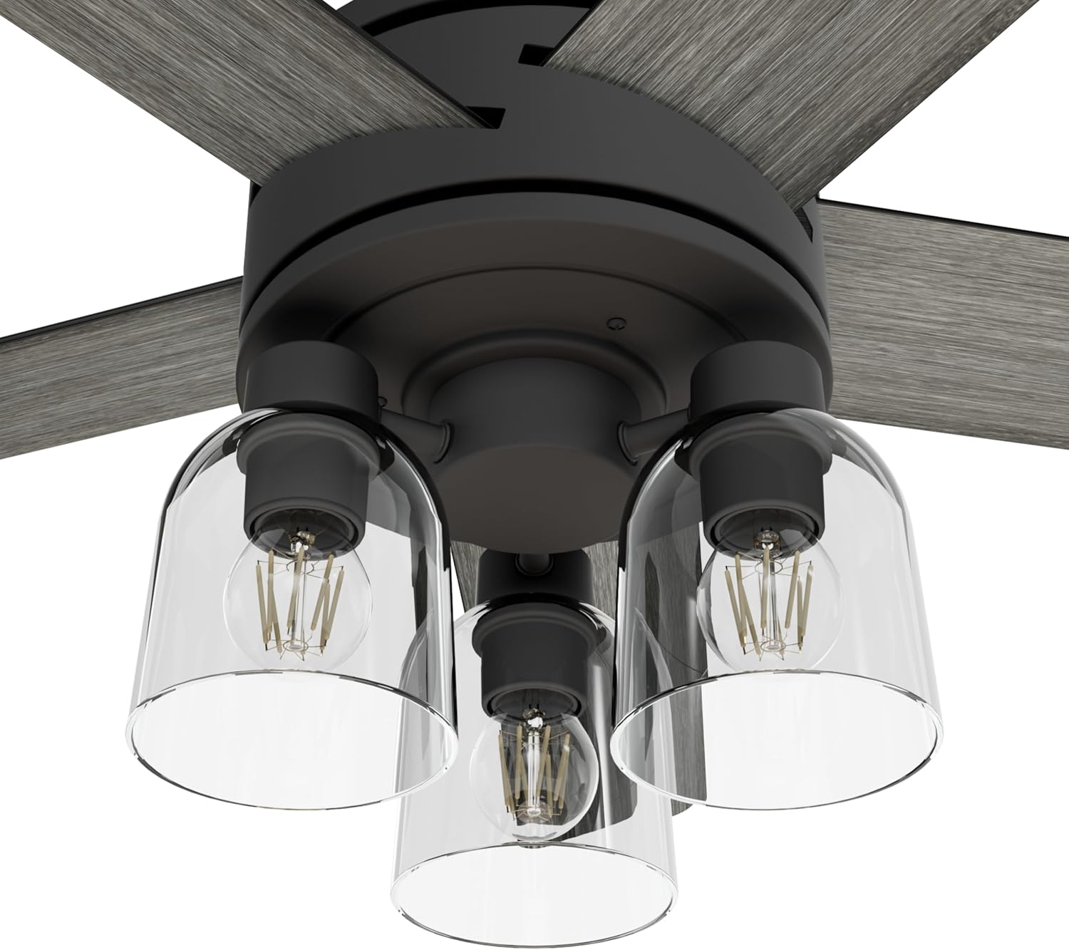 Hunter - Lochemeade 52-inch Indoor Matte Black Ceiling Fan with Dimmable LED Light Kit, Remote, 3-speed WhisperWind Motor, 52650