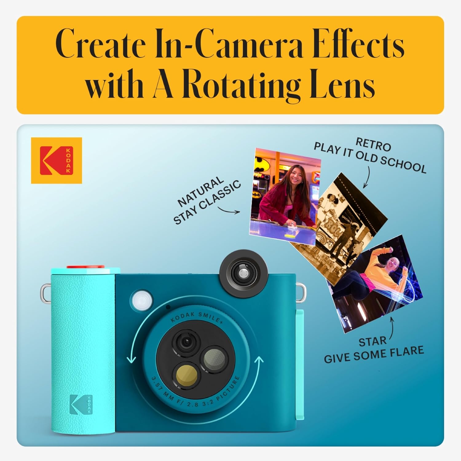 Kodak Smile+ 2-in-1 Digital Instant Print Camera & Photo Printer Gift Bundle + Case + Zink 2x3 Sticky Back Photo Paper 20pk + Album + Sticker Frames + Hanging Frames + Sticker Sets + Markers - Blue