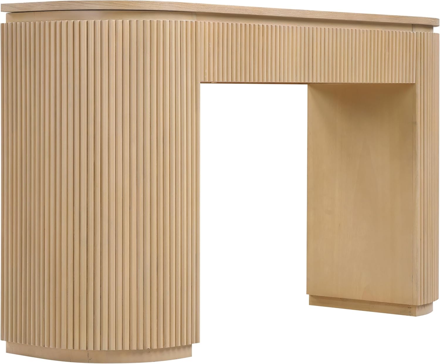Meridian Furniture 818Oak-T Astrid Collection Modern | Contemporary Vanity/Desk/Console Table with Rich Natural Oak Finish, Solid Wood and Oak Veneer, Fluted Design, 52' W x 14' D x 30' H, Natural