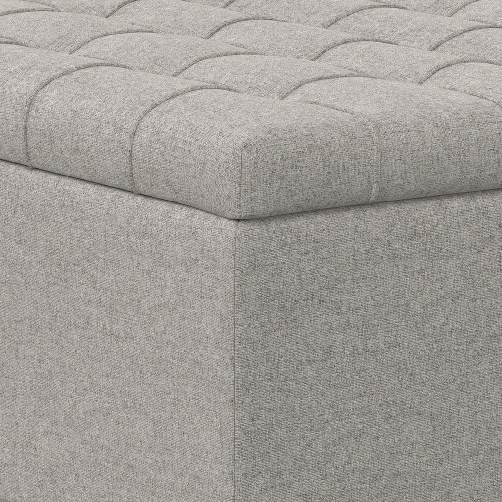 SIMPLIHOME Harrison Small Coffee Table Storage Ottoman - 30 inch Wide Upholstered Linen Look Fabric Square Lift-Top Ottoman in Cloud Grey, Transitional Ottoman for Living Room with Hidden Storage