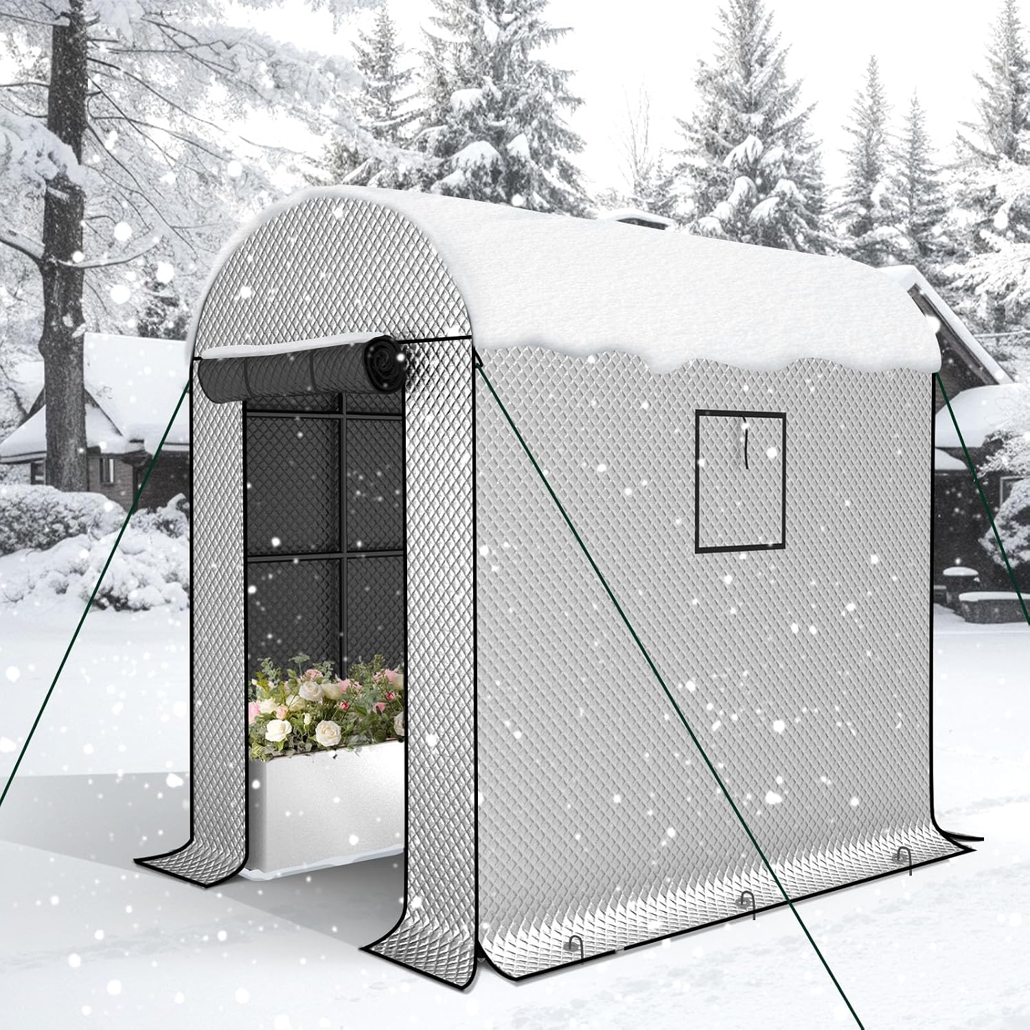 BUKLIYN Greenhouses for Outdoors - 90.5'' × 50.8'' × 89.3'' Walk in Plant Greenhouses,Double-Layer Covering - PVC Film and Cotton Film, Suitable for All Seasons