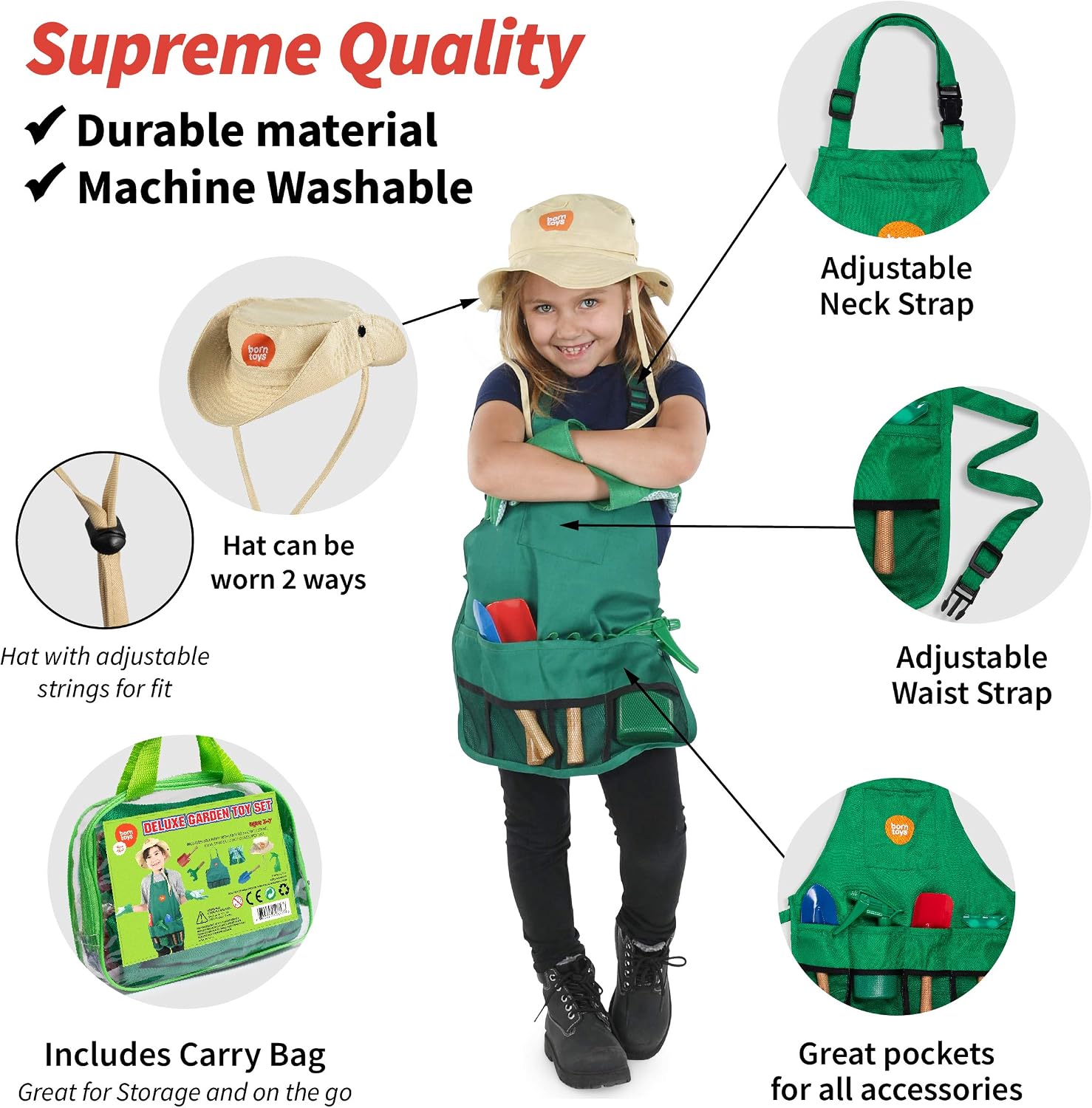 Born Toys 6-in-1 Kids' Dress Up & Pretend Play - Kids Costumes for Boys & Girls Ages 3-7 (Firefighter, Astronaut, Scientist, Construction, Pirate, Office Set and Gardening)