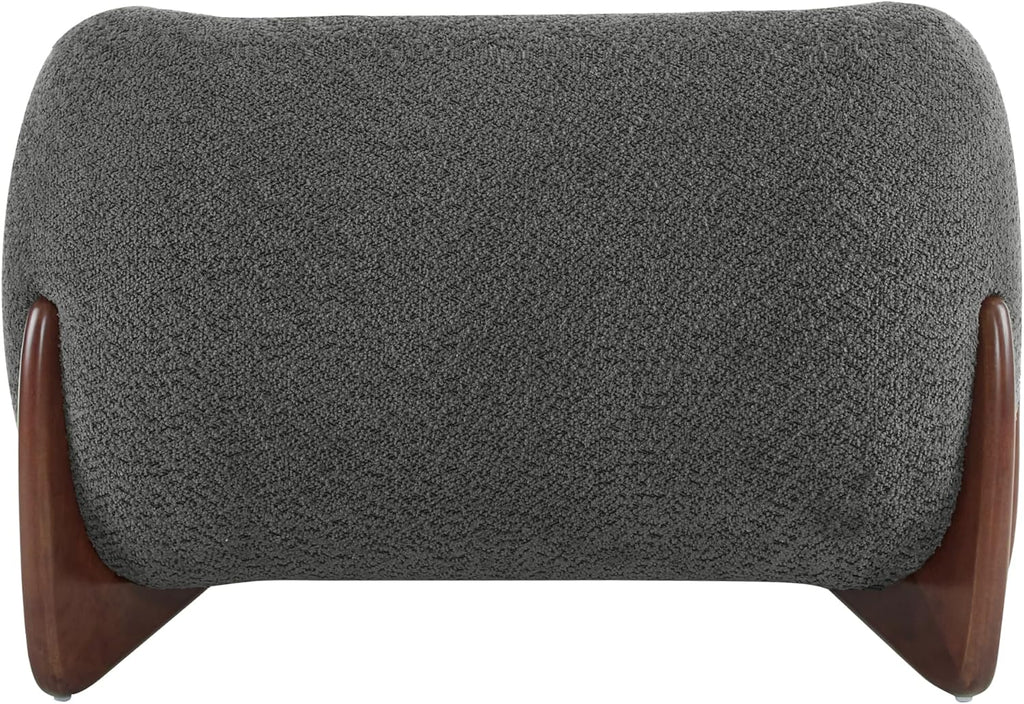 Christopher Knight Home Holly Modern Boucle Fabric Upholstered Club Chair for Living Room, Home Office, Apartment, Relaxing Chair with Removable Cushion and Birch Wood Legs, Dark Gray + Walnut