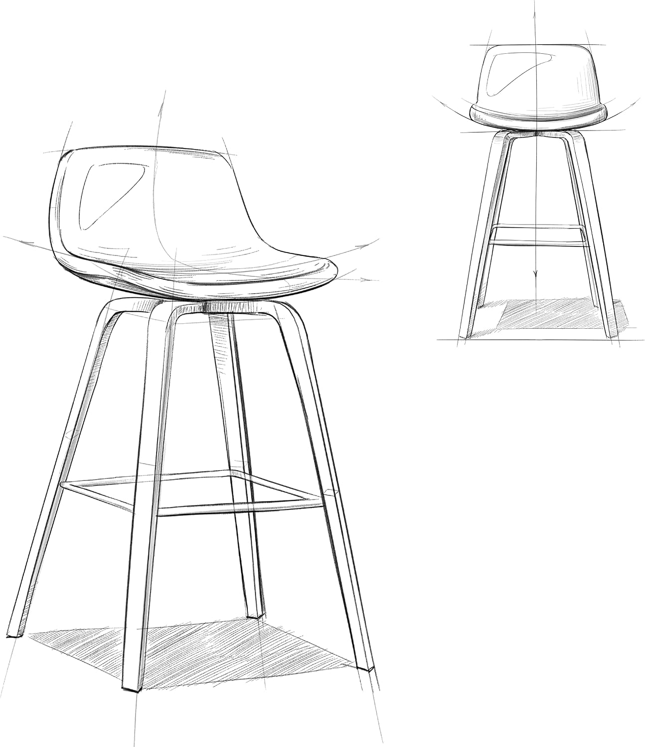 SIMPLIHOME Randolph Counter Stools (Set of 2) - 28 Inch Seat Height Upholstered Bentwood Bar Stools in Aqua Blue Linen Look Fabric, Mid Century Modern Seating with Curved Backrest and Footrest