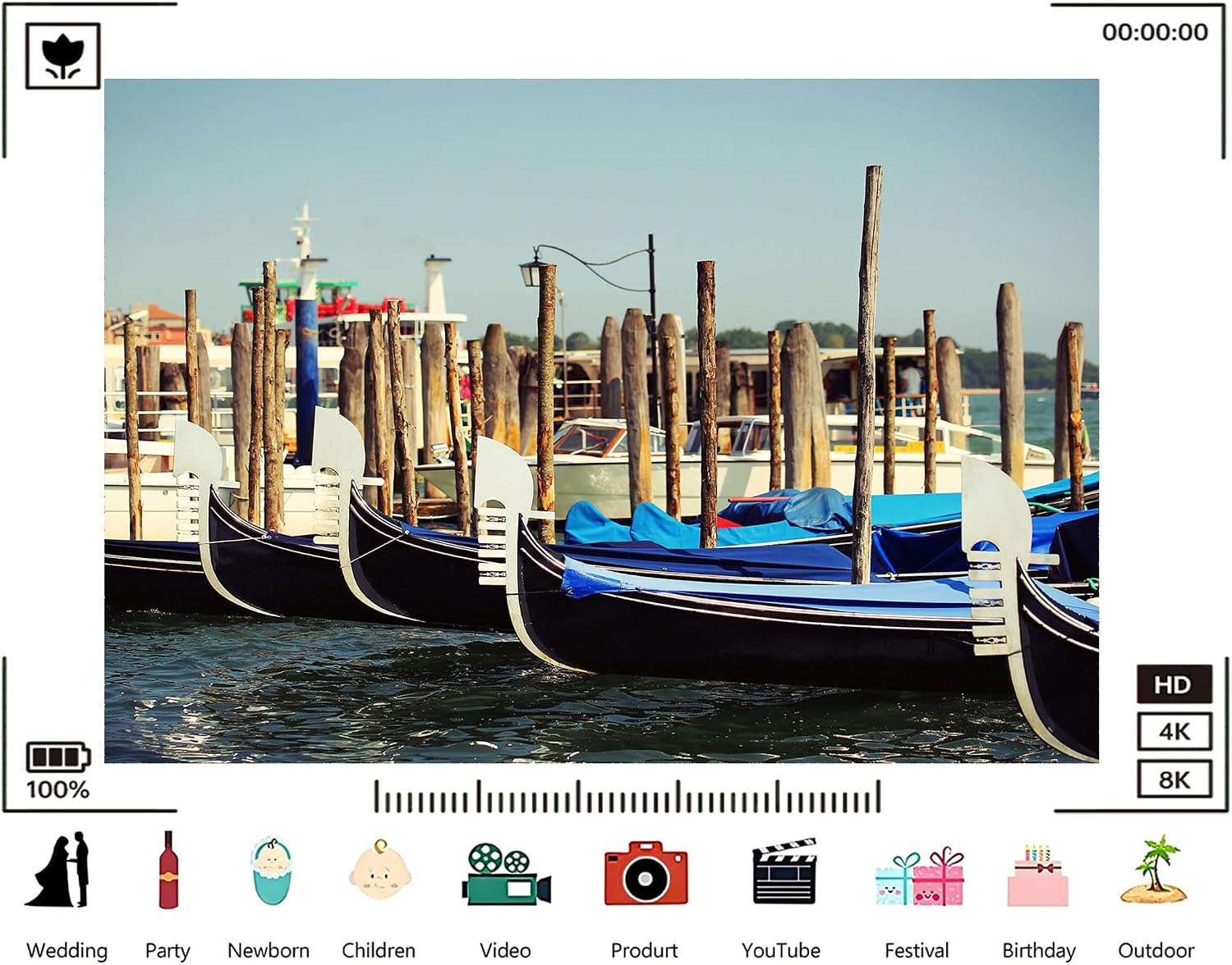Trykid 20x10ft Venice Gondolas Backdrop Moored Poles Blue Covers Historic Italian Waterfront Photography Background Wedding Event Party Decoration Photo Booth Prop Fabric