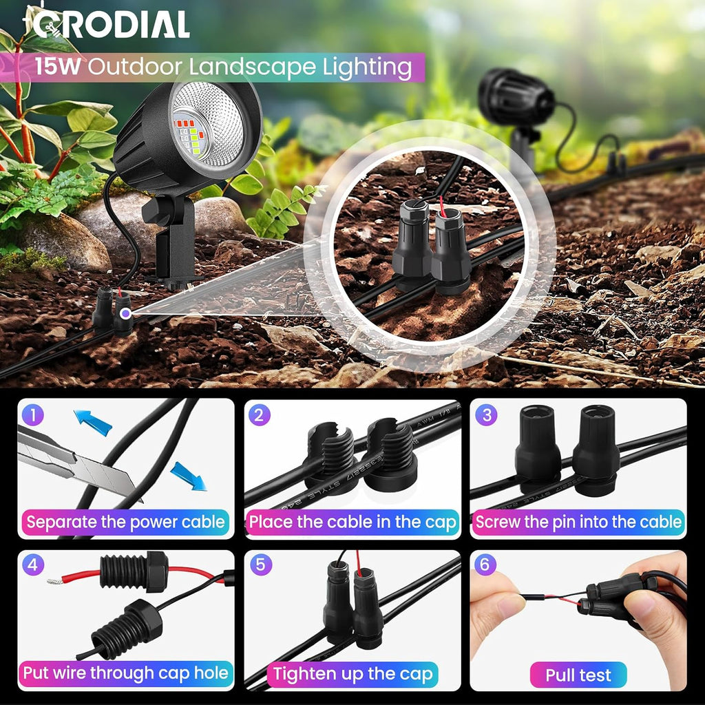 Low Voltage Landscape Lighting, 15W RGB Color Changing Landscape Lights with Remote, AC/DC 12V-24V Christmas LED Landscape Lighting Kit, IP66 Waterproof Spotlight for Yard Garden Path (12Pack)