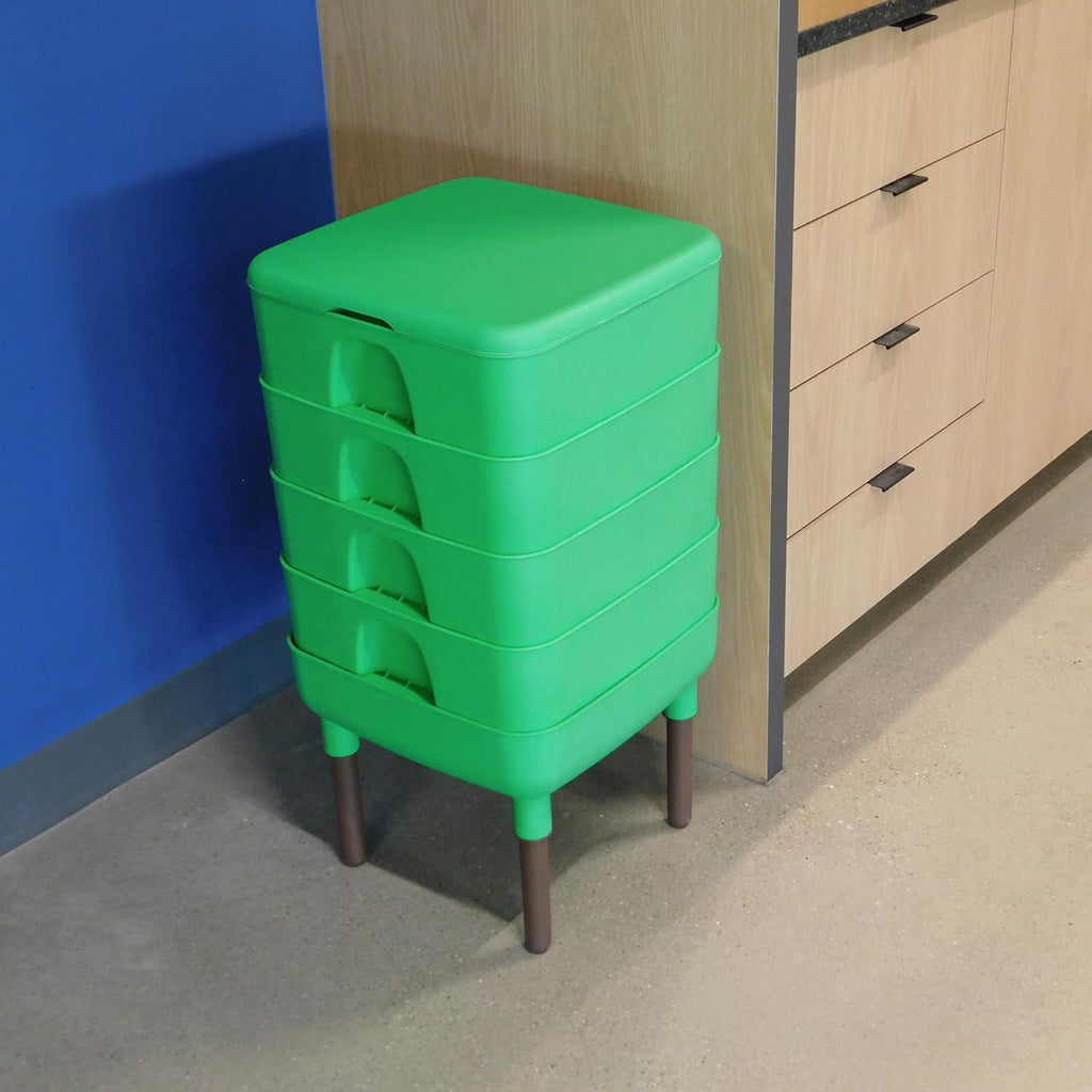 FCMP Outdoor - The Essential Living Composter, 4-Tray Worm Vermicomposter Bin, Green