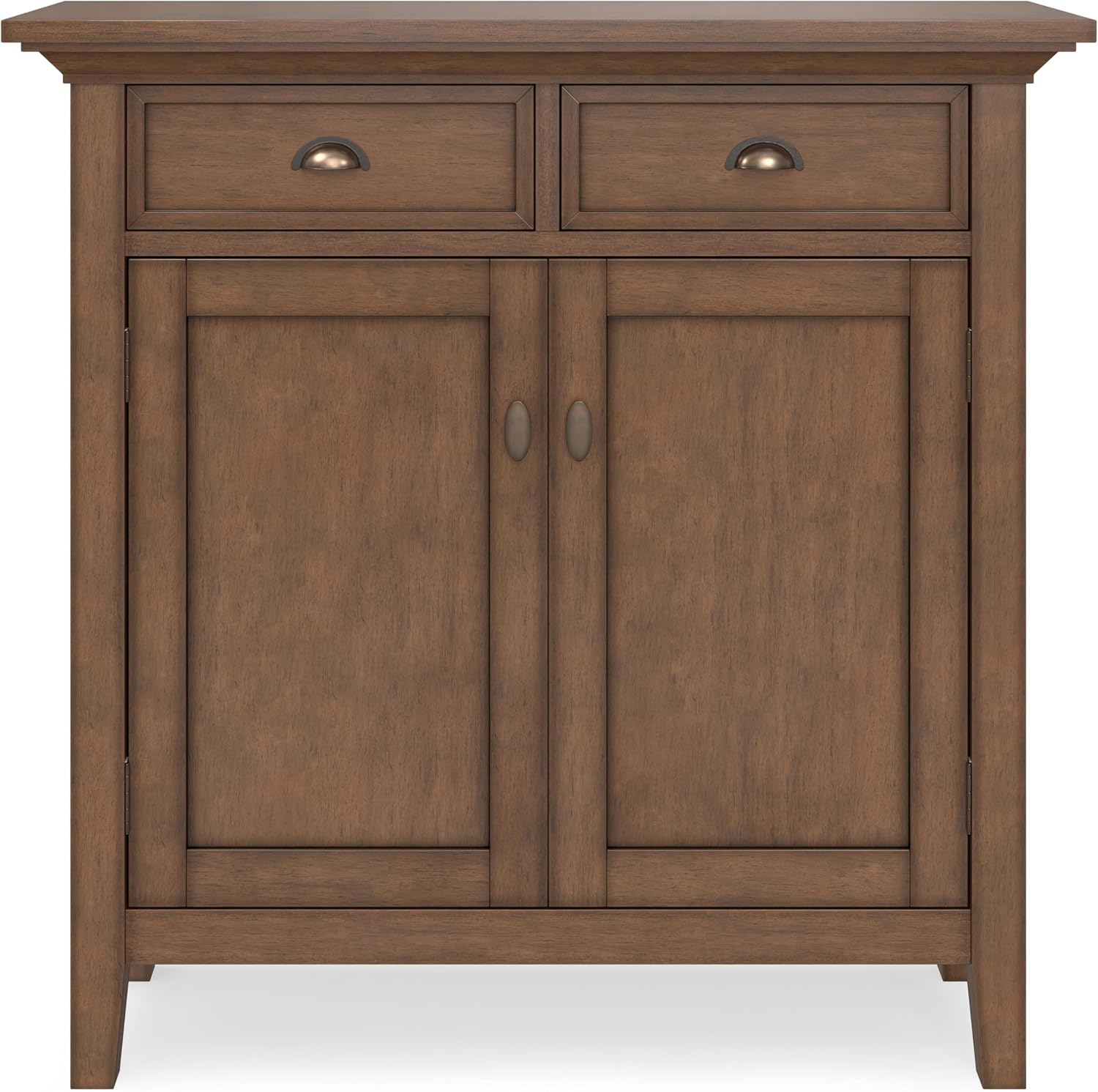 SIMPLIHOME Redmond Storage Cabinet - 36 inch Wide Solid Wood 2-Shelf Entryway Storage Cabinet in Rustic Natural Aged Brown, Transitional Accent Cabinet for Entryway with Drawers and Adjustable Shelves