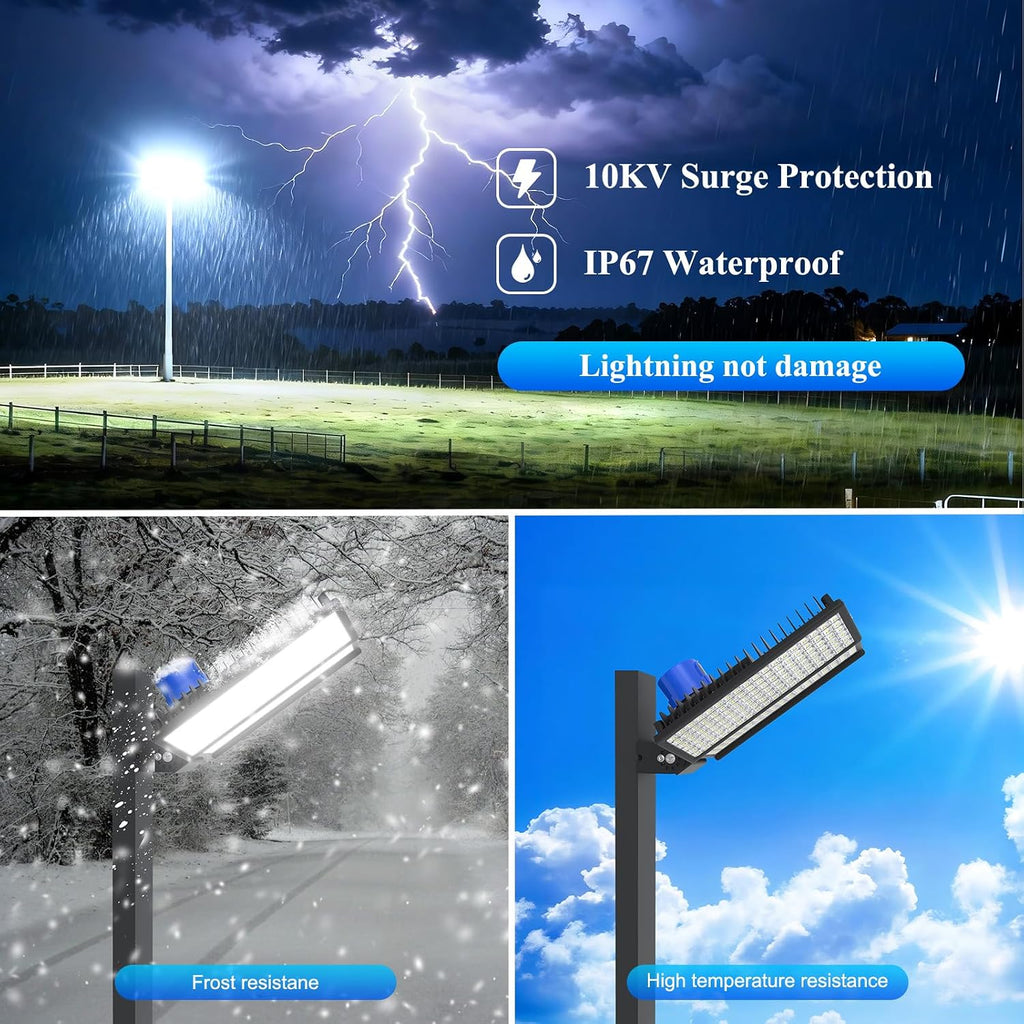 42000LM LED Parking Lot Light, 3 Pack 100W Stadium Light with Photocell, Super Bright 6500K Barn Lights Dusk to Dawn IP67 Waterproof Security LED Exterior Lights for Yard, Roadways