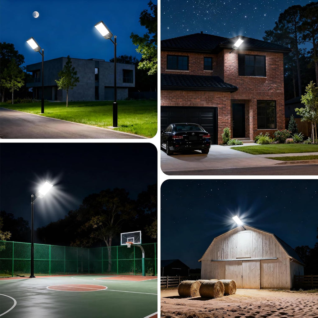 Solar Lights Outdoor Waterproof, 22 Inch Solar Street Light with 380 Ultra Bright 5730 LED, Solar Dusk to Dawn Lights with Remote Control, IP65 Motion Lights for Outside, Parking Lot (2 Pack)