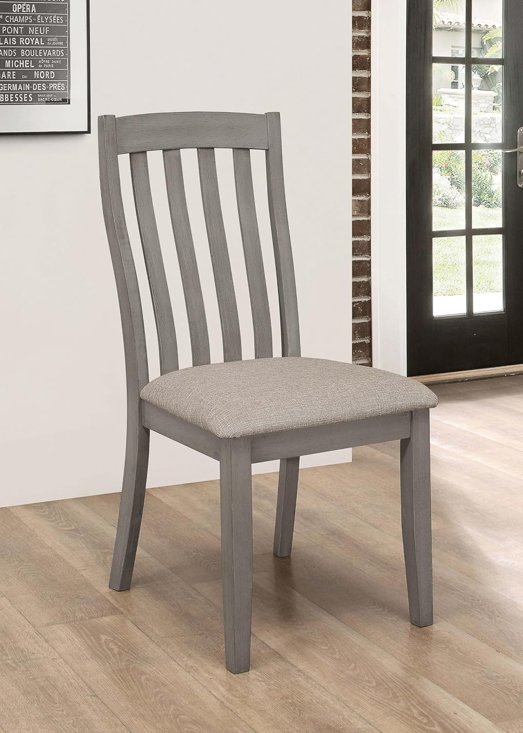 Coaster Home Furnishings - Nogales - Asian Hardwood - Set of 2 Dining Side Chairs with High Slatted Backs, Foam-Padded Seats and Tapered Legs - Dining Room and Kitchen - Coastal Gray - 109812