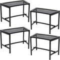 Sunnydaze Mesh Outdoor Curved Bench - Metal Patio Bench Set - Heavy-Duty Outdoor Seats for Backyard or Fire Pit - Black - Set of 4